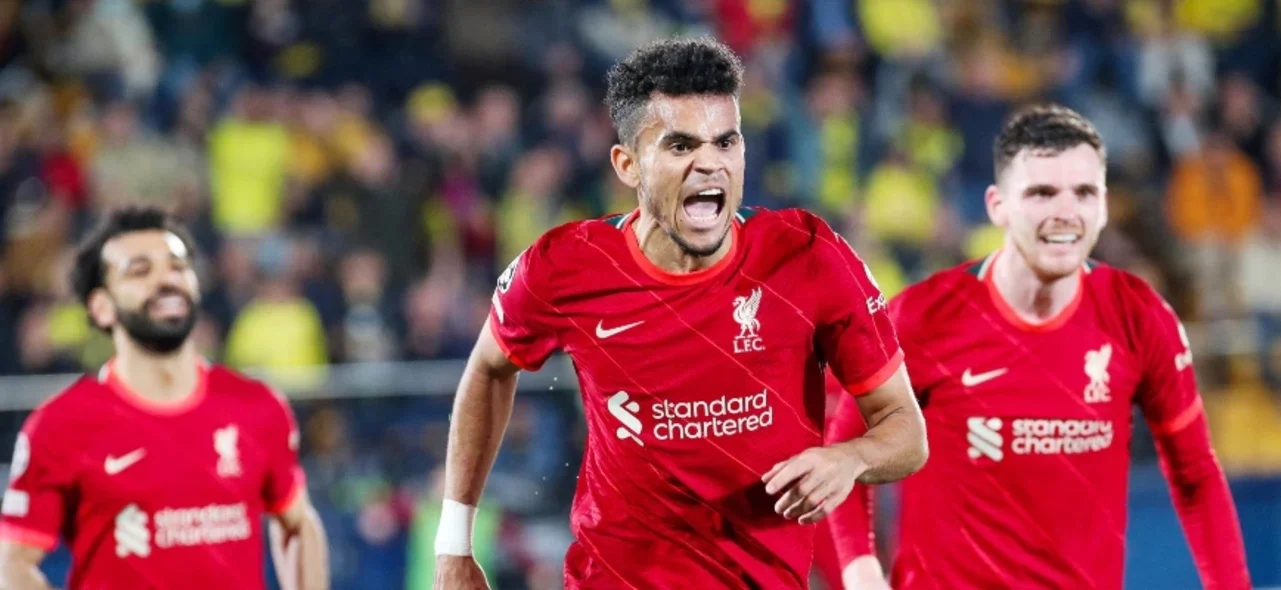 Luis Díaz celebra el gol ante Villarreal en Champions / Foto AFP