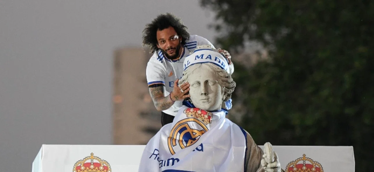 Marcelo celebrando el título de Liga con Real Madrid / Foto AFP