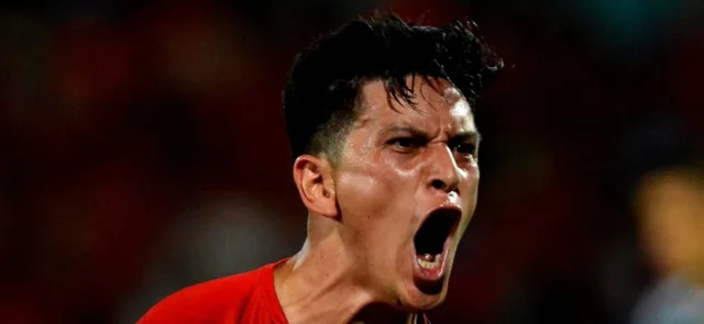 Germán Cano, máximo goleador histórico de Independiente Medellín. Foto: VizzorImage / León Monsalve