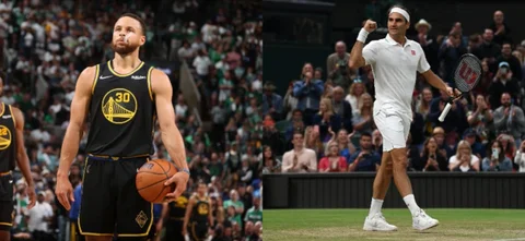 Steph Curry y Roger Federer. Foto: AFP