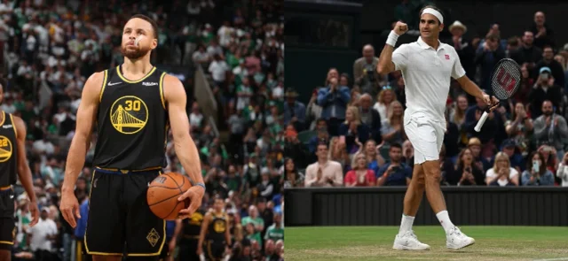Steph Curry y Roger Federer. Foto: AFP