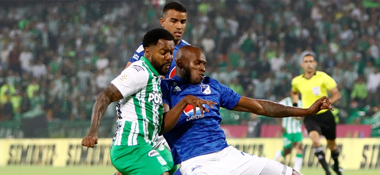 Millonarios y Atlético Nacional juegan por la Liga BetPlay. Foto: VizzorImage / Andres Alvarez