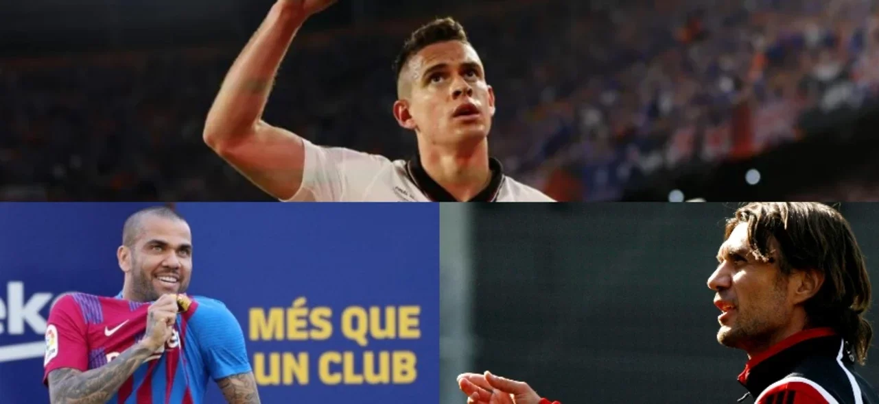 Rafael Santos Borré, Dani Alves y Paolo Maldini -Foto: AFP