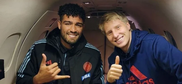 Álvaro Montero y Andrés Llinás camino a Barranquilla - Foto: Millonarios FC