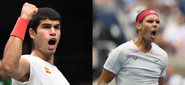 Carlos Alcaraz y Rafael Nadal. Foto: AFP