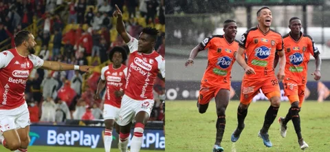 Santa Fe no quiere ceder terreno en el Campín contra Envigado. / Foto: Vizzorimage.