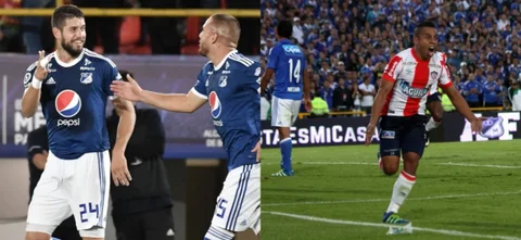 De los Santos y Vladimir Hernández recordaron sus goles en Millonarios y Junior. / Foto: Vizzorimage.