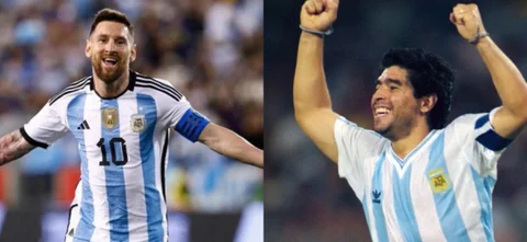 Messi y Maradona. Foto: AFP