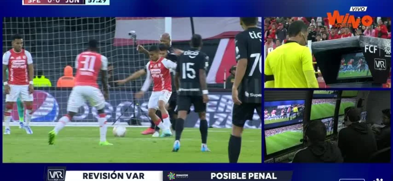 Así fue la revisión del VAR en falta contra Santa Fe