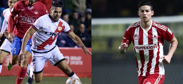 Así fue el año de James, Falcao y Santos Borré. / Fotos: Rayo Vallecano - Olympiacos