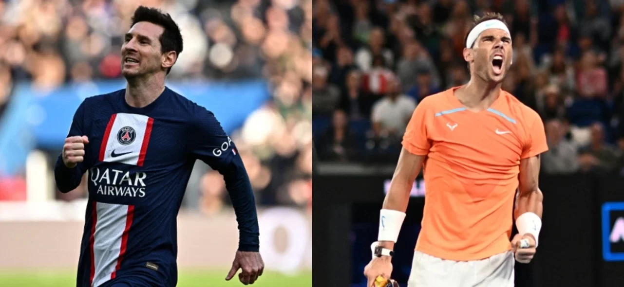 Lionel Messi y Rafael Nadal. Foto: AFP