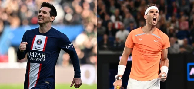 Lionel Messi y Rafael Nadal. Foto: AFP