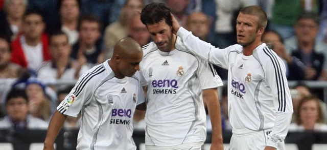 Roberto Carlos, Ruud Van Nistelrooy y David Beckham - Foto: AFP
