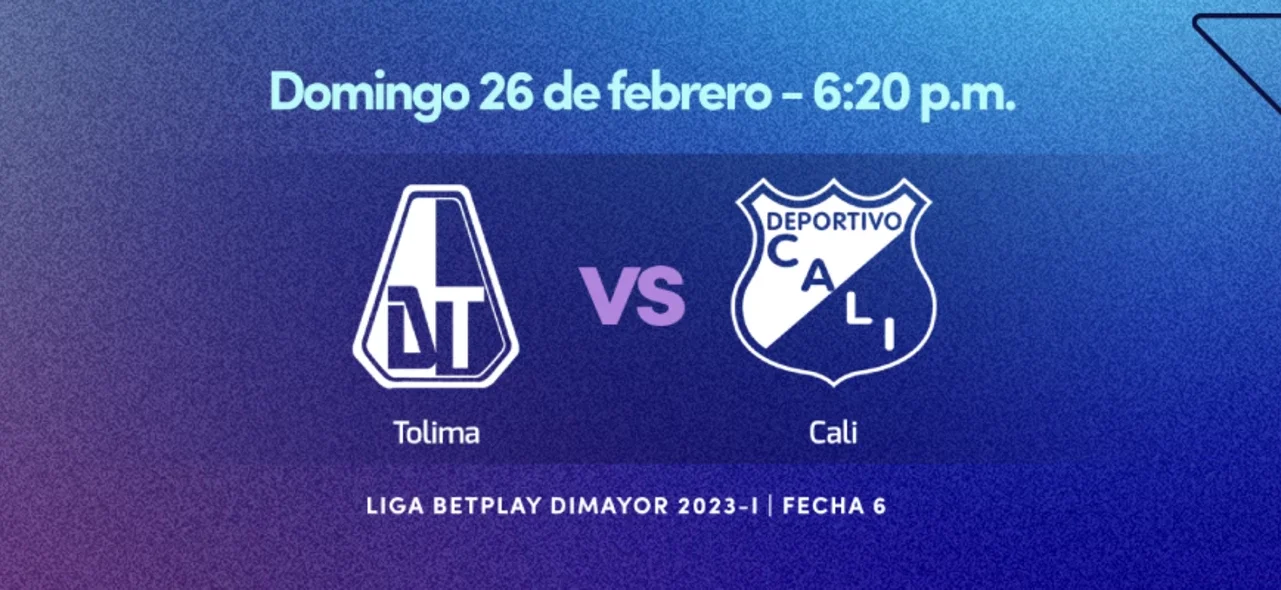 Tolima recibe a Deportivo Cali en la fecha 6 de la Liga BetPlay Dimayor. Tolima recibe a Deportivo Cali en la fecha 6 de la Liga BetPlay Dimayor.