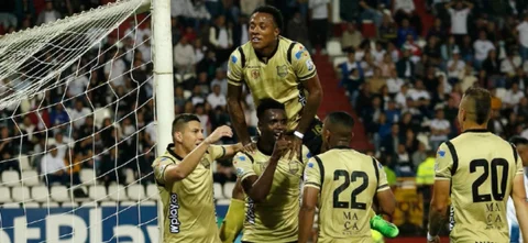 Águilas Doradas celebró en su visita a Once Caldas | Foto: VizzorImage / John Jairo Bonilla