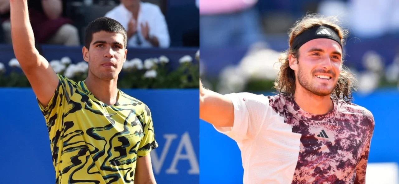 Alcaraz y Tsitsipas. Foto: AFP
