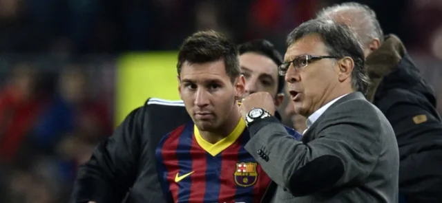 Lionel Messi y Gerardo Martino en Barcelona. Foto: AFP