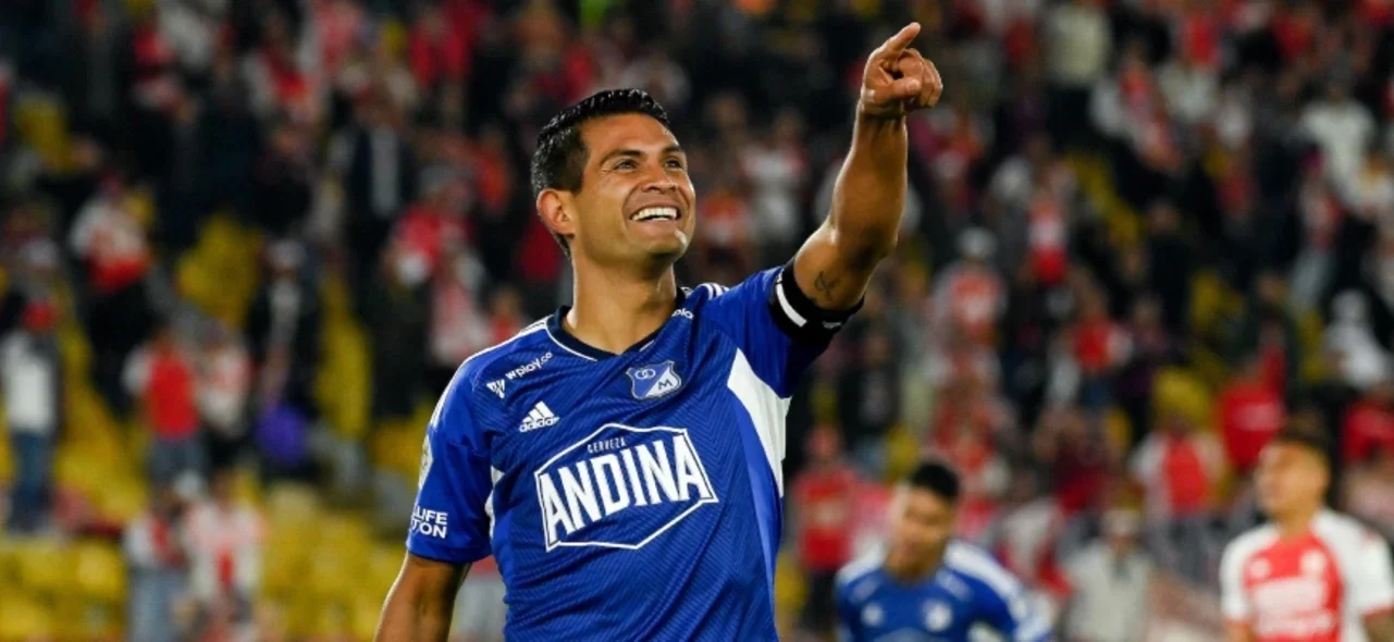 David Silva dedica su gol ante Independiente Santa Fe - VizzorImage / Samuel Norato