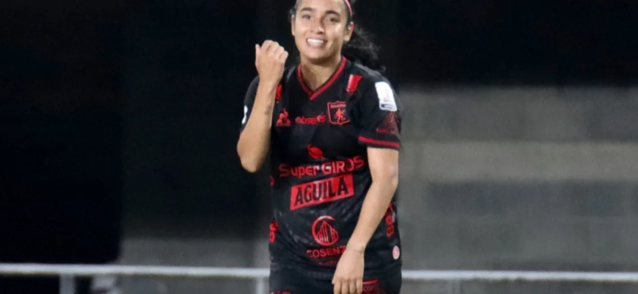 Mariana Zamorano celebrando su gol ante Pereira - VizzorImage/ Pablo Bohorquez