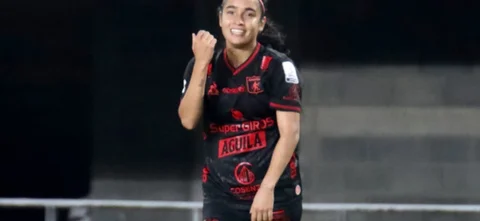 Mariana Zamorano celebrando su gol ante Pereira - VizzorImage/ Pablo Bohorquez