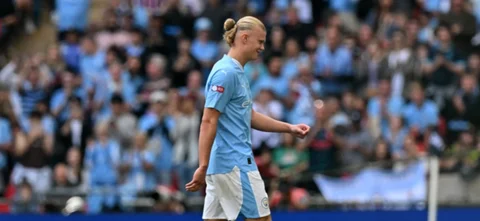Haaland y el fuerte gesto en la Community Shield. / Foto: AFP.