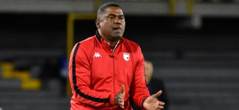 Hubert Bodhert da sus declaraciones luego del partido contra Unión Magdalena - VizzorImage / Felipe Caicedo