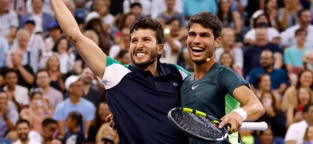 Sebastián Yatra y Carlos Alcaraz. Foto: AFP