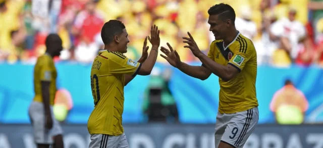 Juan Fernando Quintero y Téofilo Gutiérrez en el Mundial Brasil 2014 - AFP