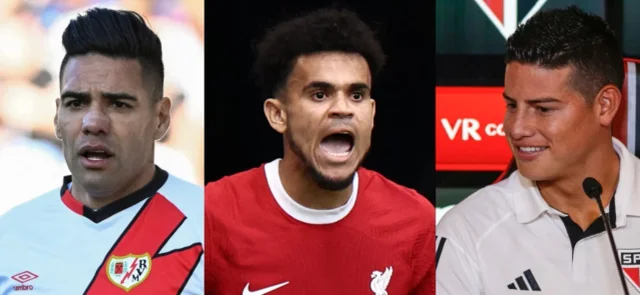 Radamel Falcao, Luis Díaz y James Rodríguez - Futbolistas colombianos - AFP