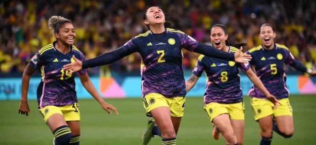 Yorelin Carabalí, Manuela Vanegas, Marcela Restrepo y Lorena Bedoya en el triunfo de Colombia sobre Alemania - AFP
