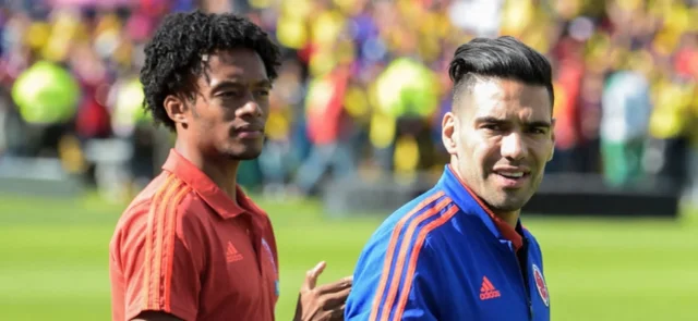 Juan Guillermo Cuadrado y Radamel Falcao García en recibimiento a la selección Colombia - AFP