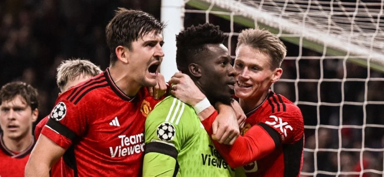 Onana y Maguire, las figuras del triunfo de Manchester en Champions. / Foto: AFP.