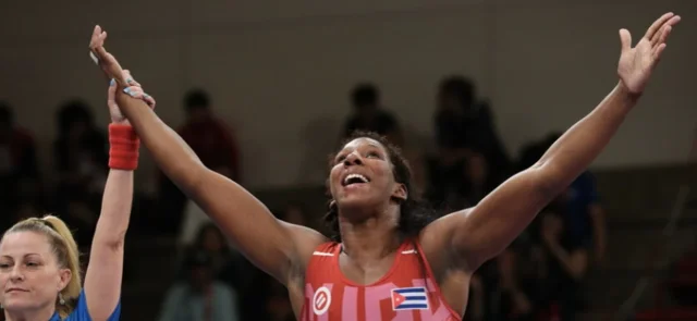 Milaimy Marín - Oro para Cuba en Lucha Libre Femenina en Santiago 2023 - X: @santiago2023