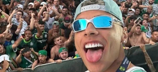 El baile de campeón de Richard Ríos en Brasil con Endrick. / Foto: Twitter de Palmeiras.