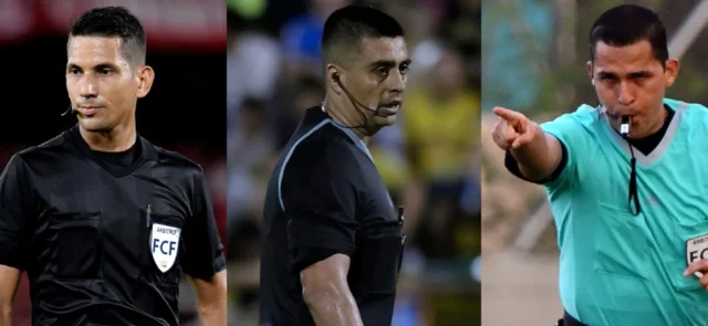 Los árbitros colombianos Jorge Duarte, Ferney Trujillo y Diego Ruiz - VizzorImage