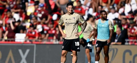 James Rodríguez en Sao Paulo, luego de dos semanas de anunciar que se va del equipo. / Foto: AFP.