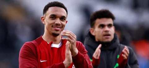 Trent Alexander-Arnold junto a Luis Díaz en Liverpool - AFP