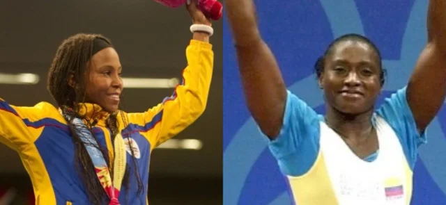 Ingrid Valencia y María Isabel Urrutia, atletas colombianas - AFP