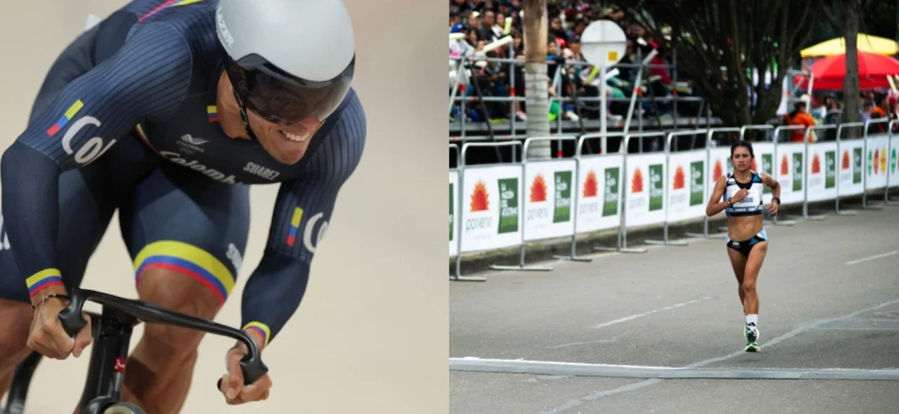 Colombianos en ciclismo y maratón.