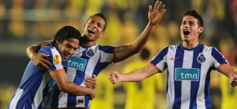Falcao, James y Freddy Guarín en su etapa en Porto / AFP