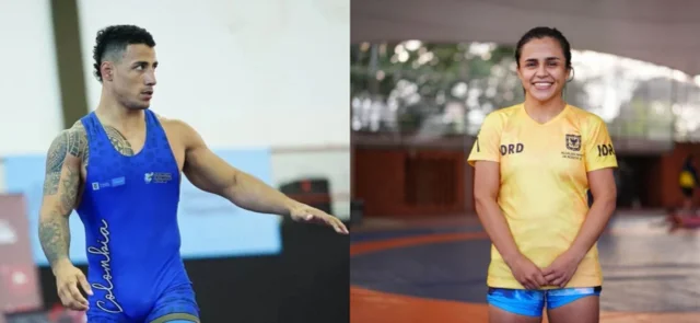 Jair Cuero y Alisson Cardoszo, luchadores colombianos que participaron en París 2024 / COC