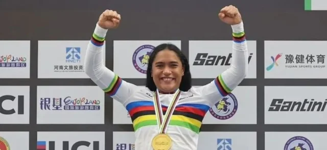 Stefany Cuadrado se alzó con tres medallas de oro en China 2024 - Fedeciclismo
