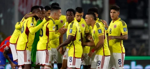 Jugadores de la selección Colombia en un partido de Eliminatorias / AFP