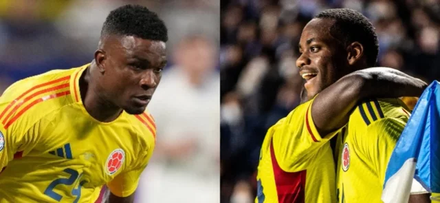 Jhon Córdoba y Jhon Durán en selección Colombia - AFP