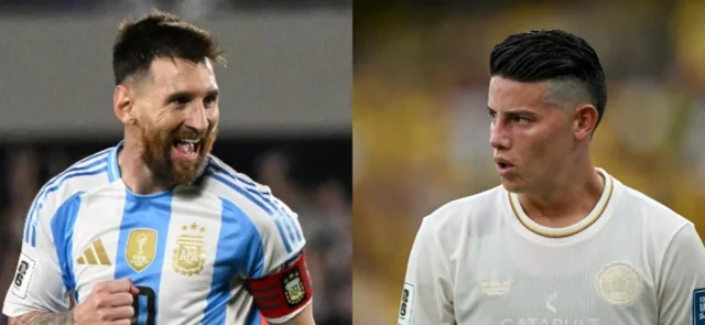Lionel Messi y James Rodríguez en Eliminatorias - AFP