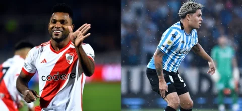 Miguel Borja y Juan Fernando Quintero / AFP