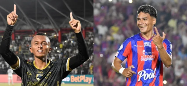 Neider Ospino y Jannenson Sarmiento, jugadores de Llaneros y Unión Magdalena, respectivamente / VizzorImage