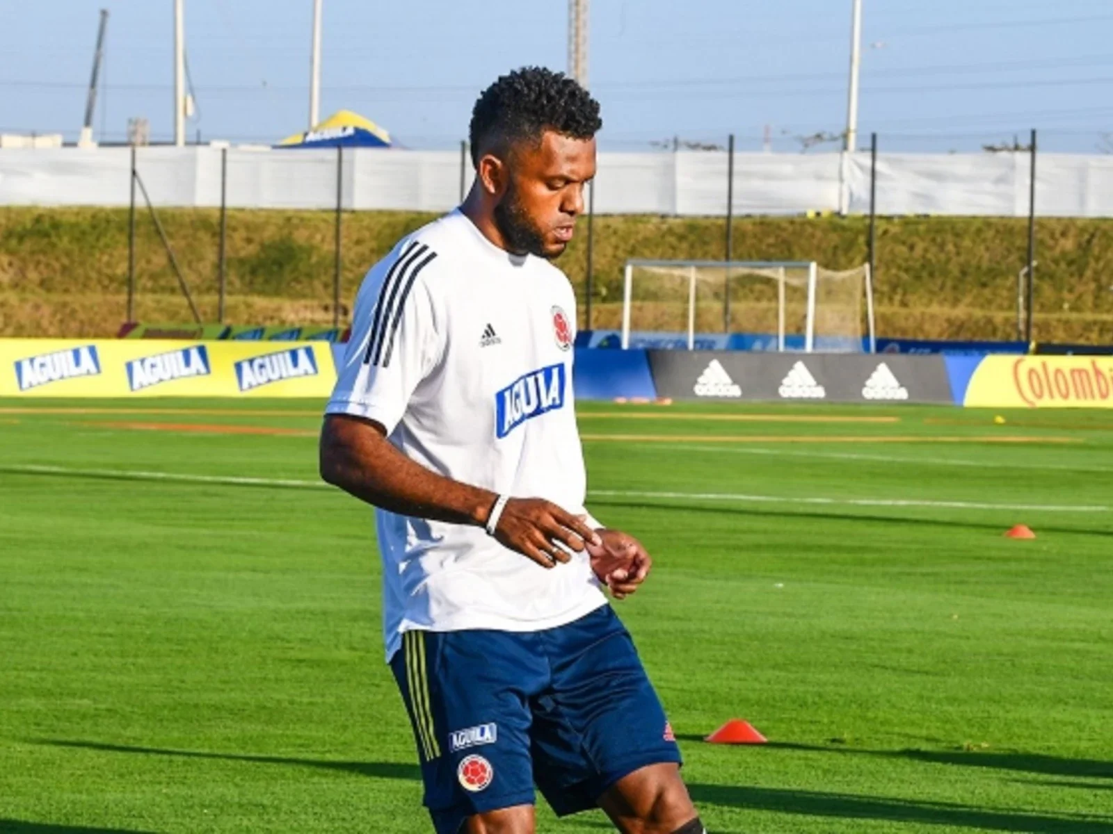 Miguel Borja en la sesión de entrenamiento. / Foto: FCF