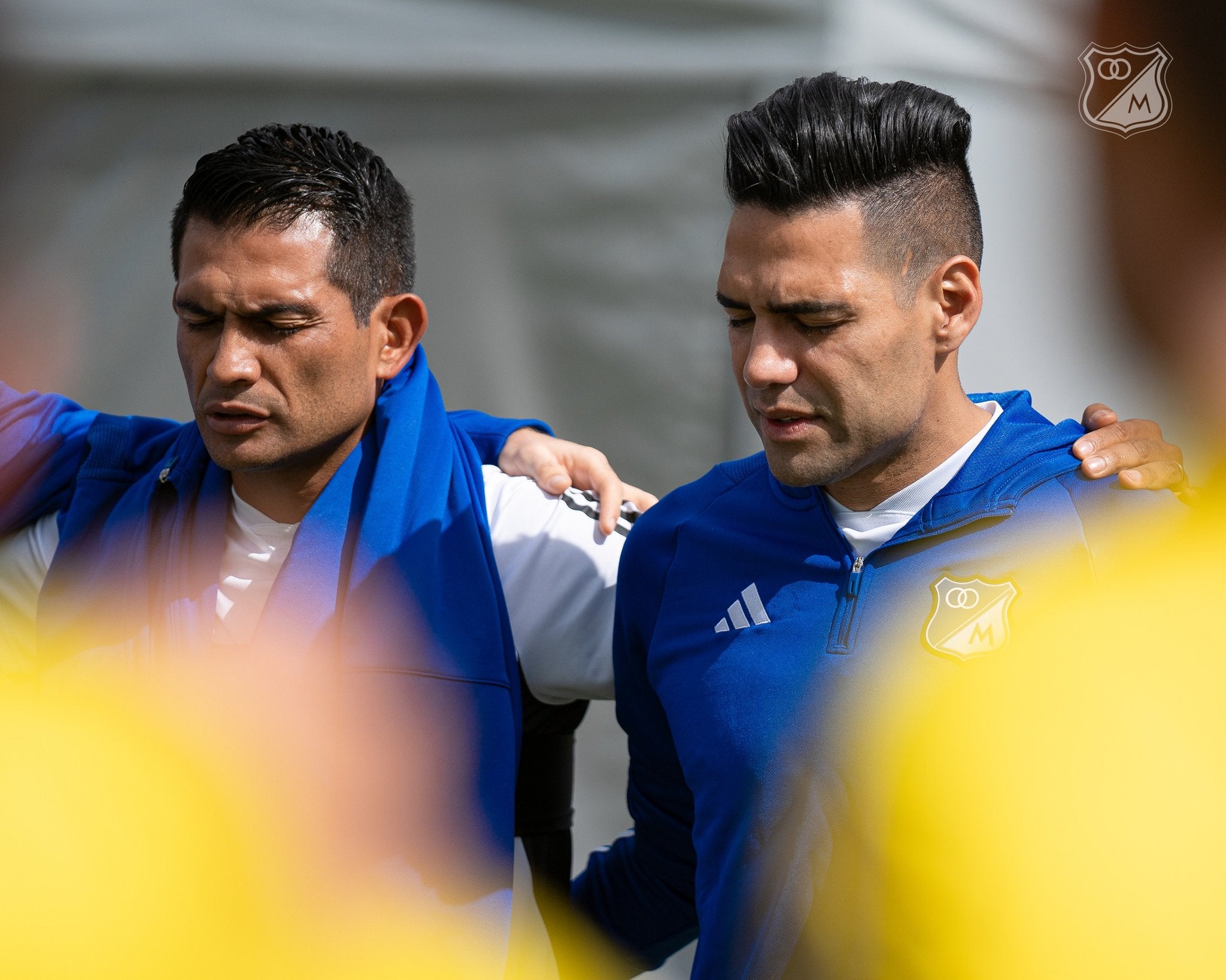Falcao García y David Mackalister Silva en un entrenamineto con Millonarios en 2025 / FOTO: Millonarios Oficial 