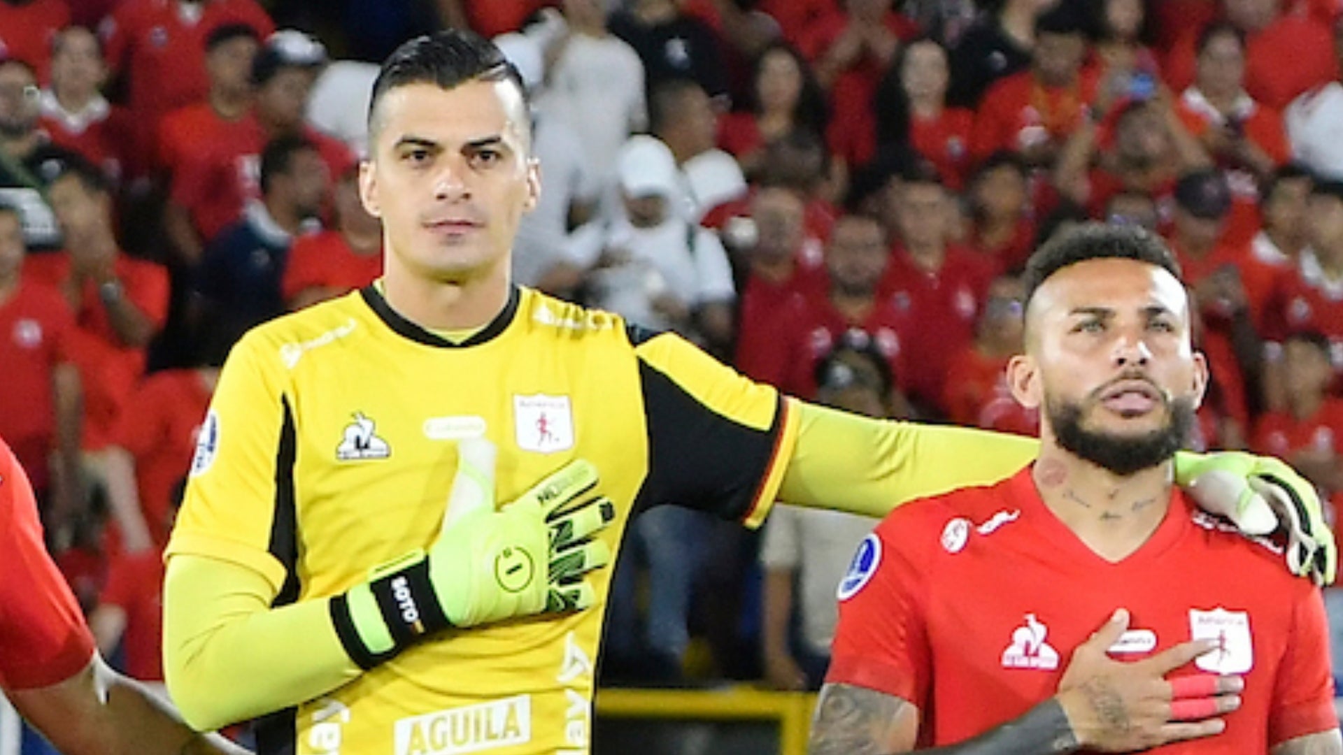 América avanzó de fase en la Sudamericana - VizzorImage Jorge Soto y Duvan Vergara en América vs Racing - VizzorImage
